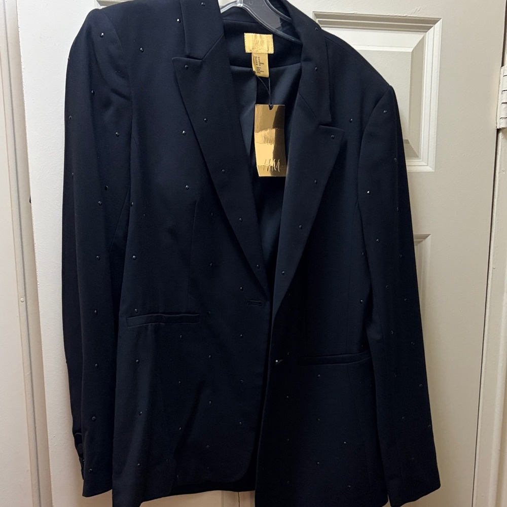 H&M Black Blazer with Stud Accents